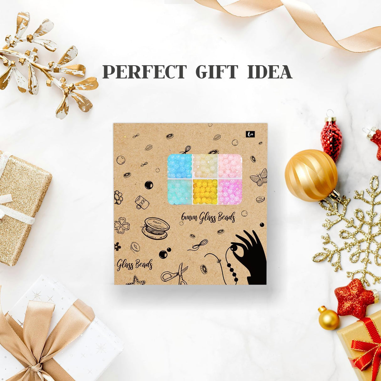 Sistenia 6mm Glass Beads Bracelet Making Kit 1400pcs, 24 Colors Crystal Beads for Jewelry Making Round Beads DIY Crafts with Spacer Beads Charms Accessories Sistenia