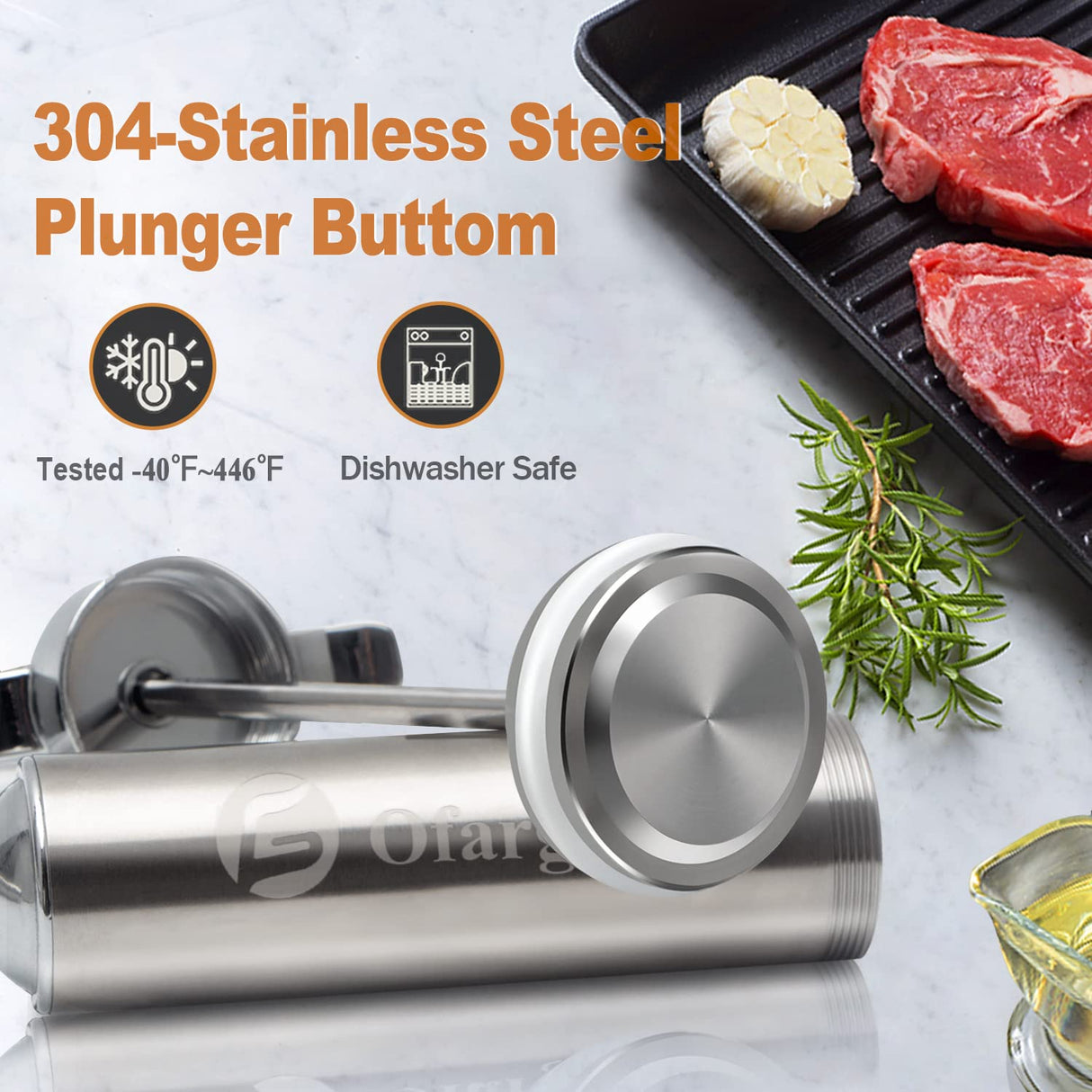 Ofargo Meat Injector, Meat Injectors for Smoking with 3 Marinade Food Injector Syringe Needles, Injector Marinades for Meats, Turkey, Brisket; 2-oz Capacity Ofargo