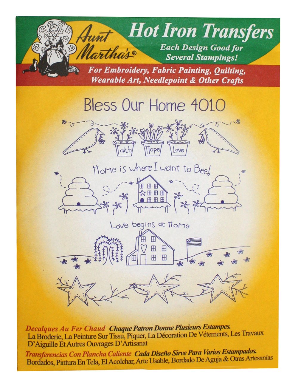 Aunt Martha's Iron On Transfer Patterns for Stitching, Embroidery or Fabric Painting, Patterns for Linens, Set of 5 Aunt Martha's