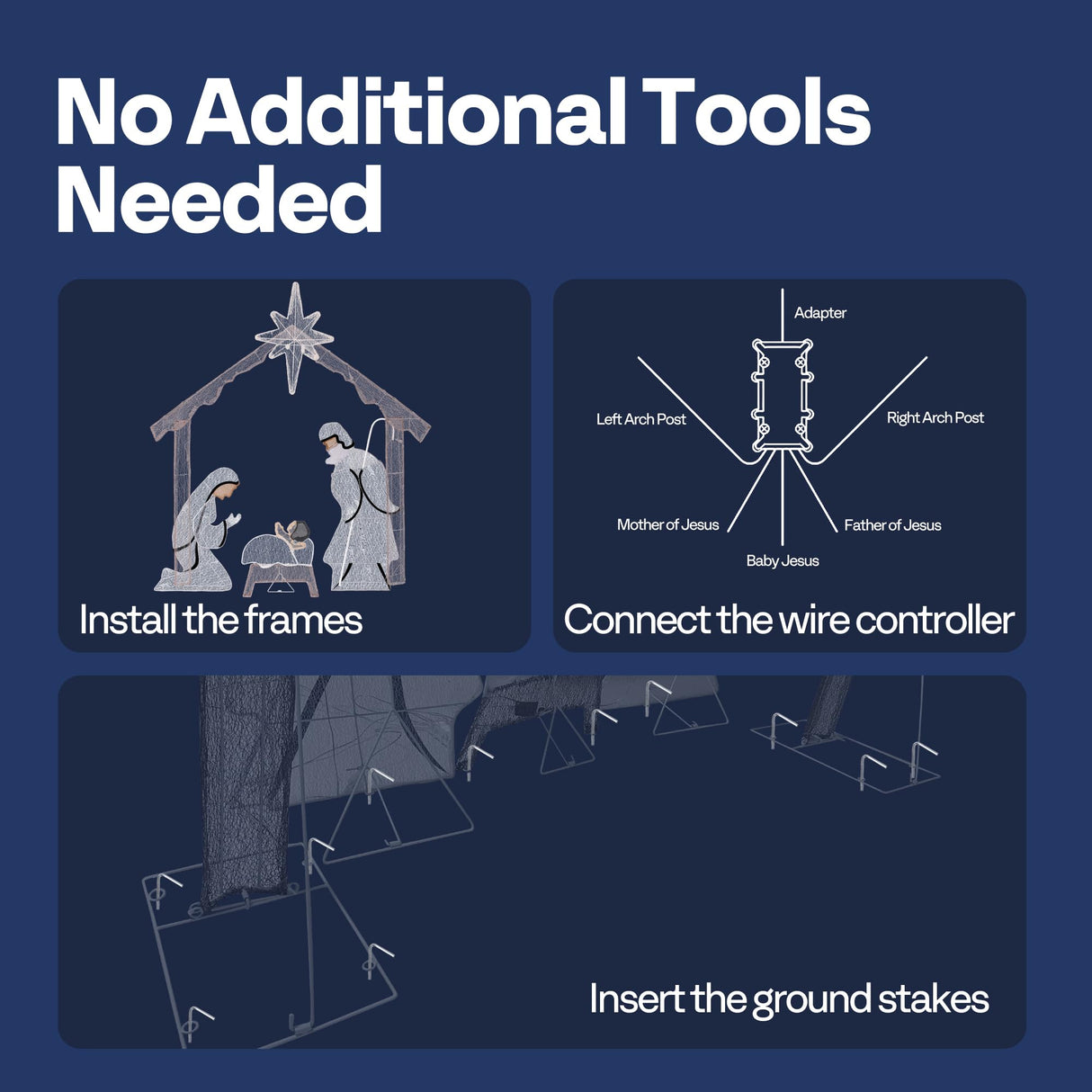 VIVOHOME 5FT Lighted Nativity Scene Outdoor, Christmas Nativity Set for Yard, Lawn, Garden, Party VIVOHOME