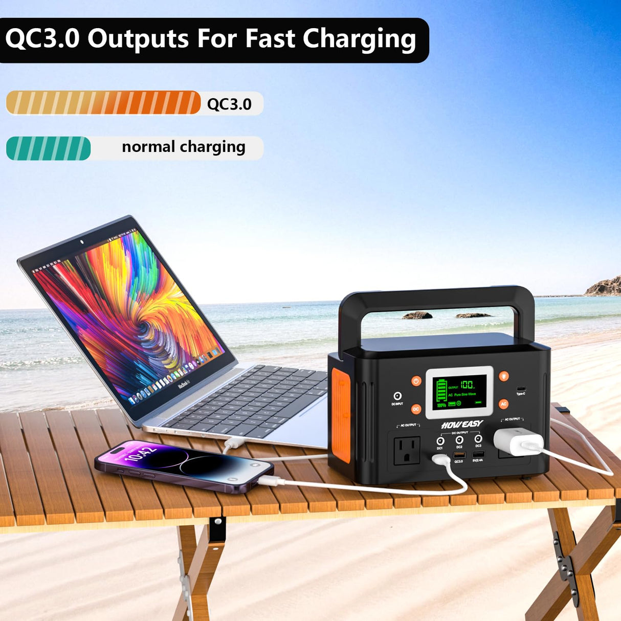 HOWEASY 260W Portable Power Station.178Wh Solar Generator(Solar Panel Not Included) with 2 110V/260W AC Power Socket Backup Power Supply, Suitable for CPAP, Outdoor Camping Travel Home Emergency HOWEASY