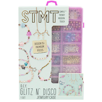 STMT D.I.Y. Glitz ‘N Disco Jewelry Case, Makes Over 15 Accessories, Includes Disco Beads for Bracelets, Charms & Storage, Bracelet Making Kit, Great Gifts for Girls, Jewelry Making Kit for Girls 8-12