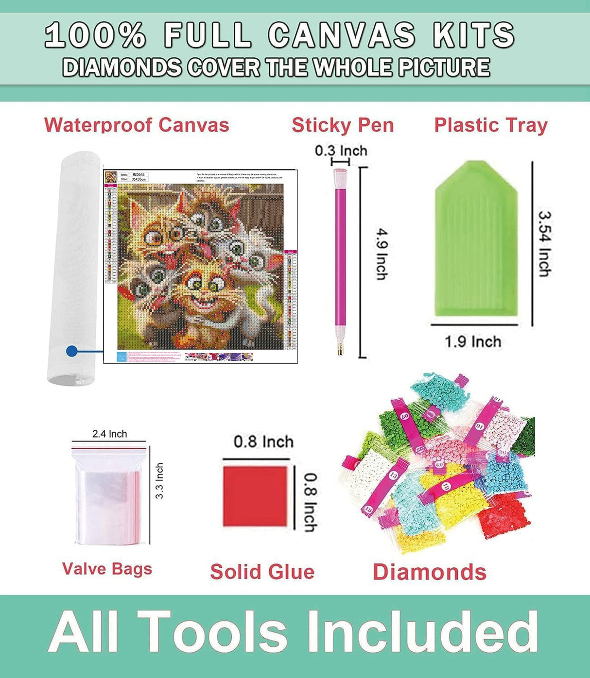 Lophomie Diamond Art Kits for Adults, 5D DIY Cat Diamond Painting Kits for Adults Beginners, Diamond Dots Kits Gem Arts Crafts for Home Wall Decor 14x14 Inch Lophomie