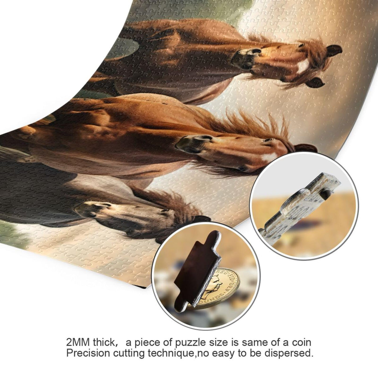 GOODOLD Horse Puzzles for Adults and Kids 500 Pieces, Wooden Jigsaw Puzzles, Happy Family Games Ideal GOODOLD