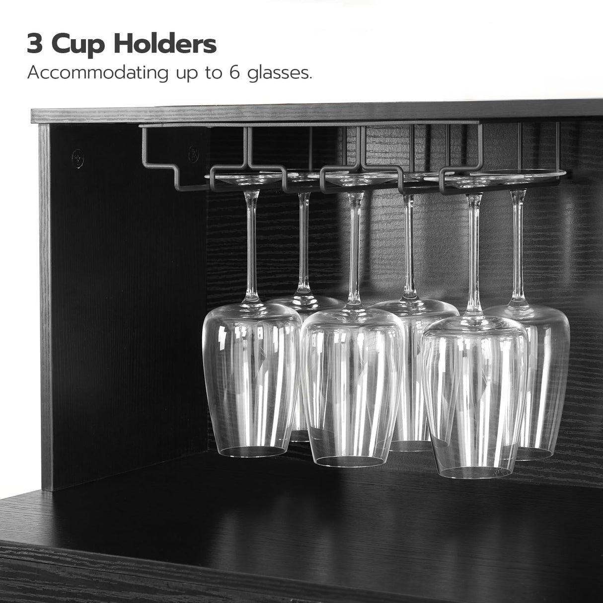 HOOBRO Wine Bar Cabinet with Storage, LED Liquor Cabinet with Power Outlets, Coffee Bar Cabinet for Liquor and Glasses, Glass Cabinet Doors, for Bar, Dining Room, Kitchen, Black BK78UDJG01 HOOBRO