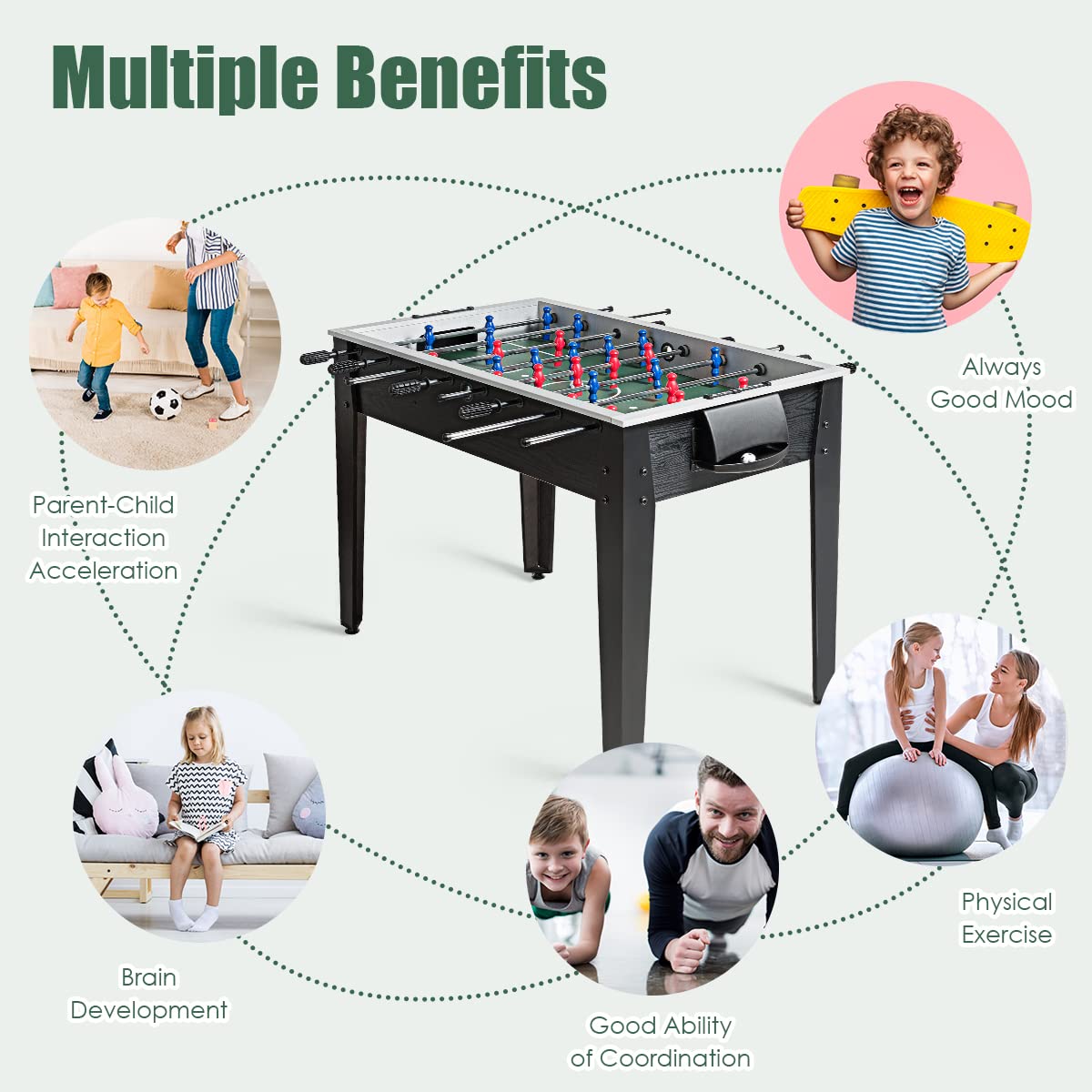Goplus 48'' Foosball Table, Wooden Soccer Games Table w/ 2 Footballs, Score Keepers, Indoor Home, Game Room, Arcade Competition Sized Football Table for Adult Kids Youth (Black) Goplus