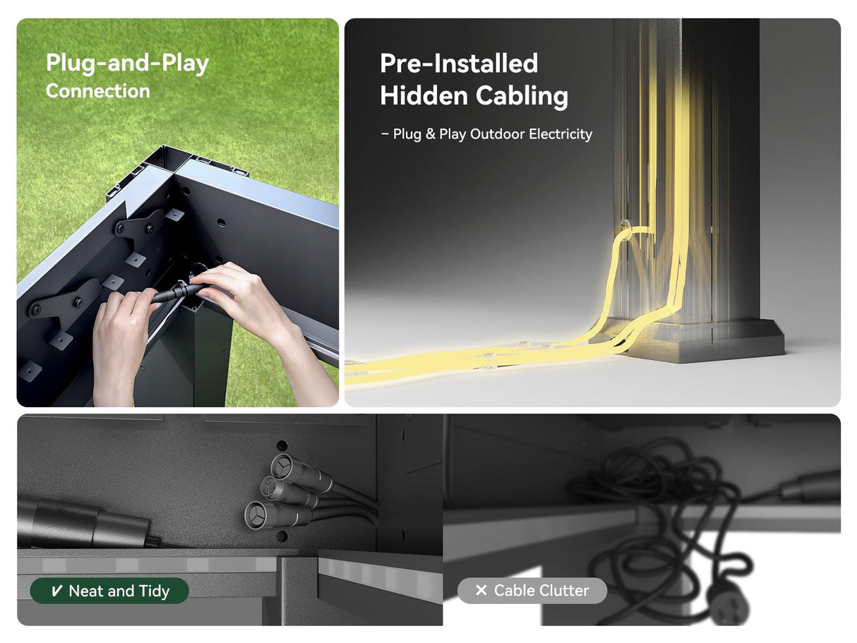 FlexPatio 13x13 FT Outdoor Motorized Louvered Pergola,Aluminum Retractable Pergola with Remote Control,Adjustable Rainproof Roof Gazebo with Drainage System and LED Light,6-inch Post FlexPATIO