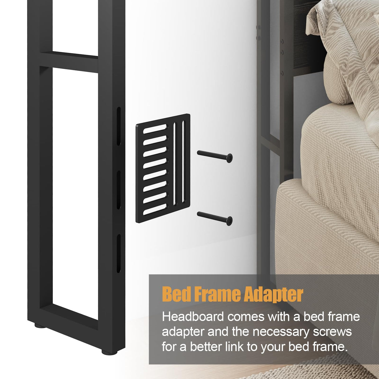 Livofloral Rustic Brown Queen Size Headboard with USB Charging Station, LED Light, and Adjustable Height Livofloral