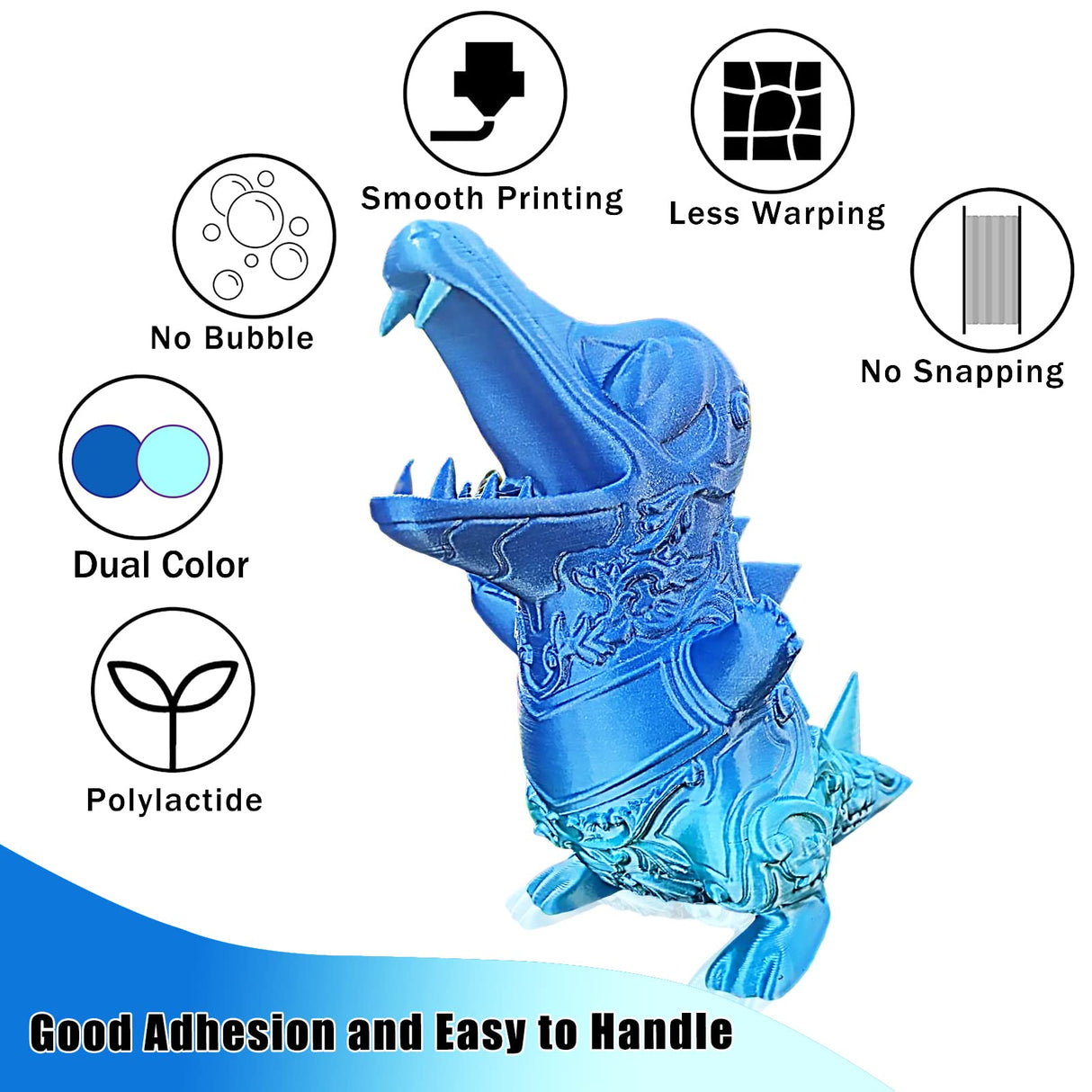 SIKENHO 3D Printer Filament, PLA Filament 1.75mm Silk Green Shiny Blue PLA Filament, 3D Printing Filament 1kg Spool (2.2lbs), Dimensional Accuracy +/- 0.02mm, 3D Filament 1.75 Fit Most FDM Printer SIKENHO