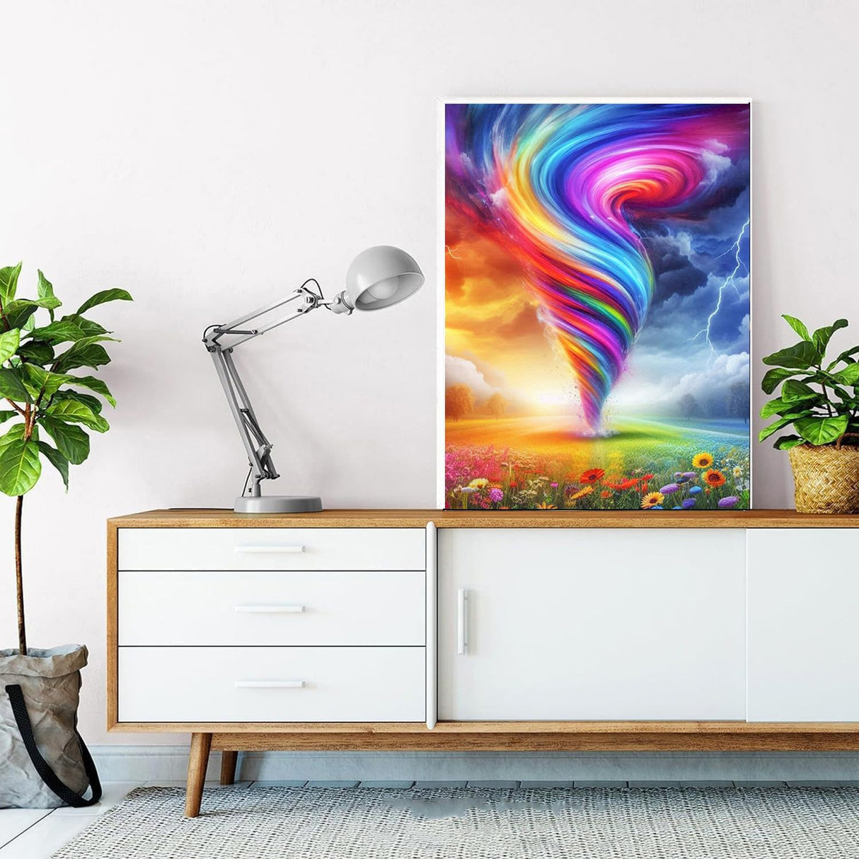 Lophomie Diamond Art Kits for Adults, 5D DIY Rainbow Storm Diamond Painting Kits for Adults Beginners, Diamond Dots Kits Gem Arts Crafts for Home Wall Decor 12x16 Inch Lophomie