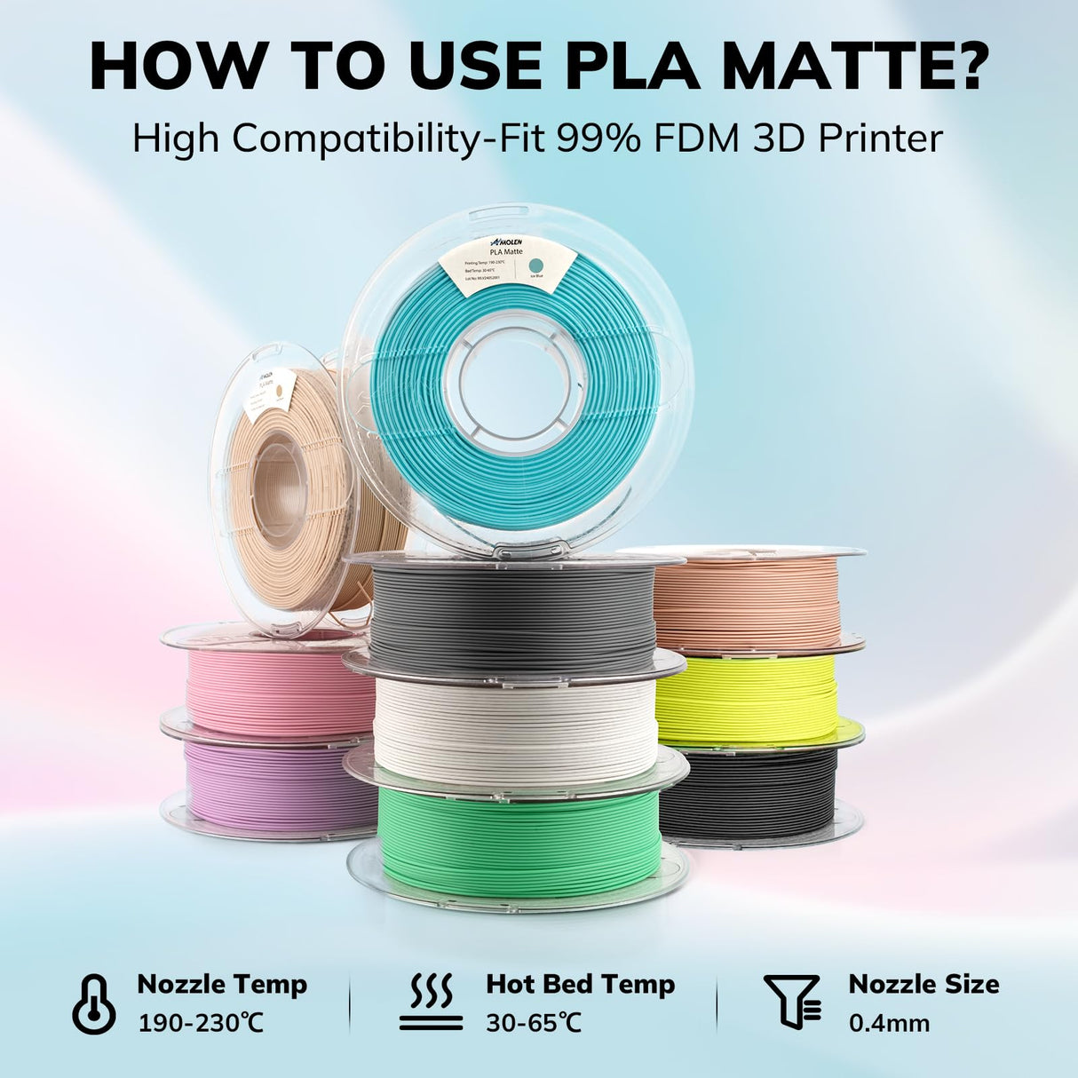 AMOLEN PLA Matte 3D Printer Filament, Terracotta PLA Filament 1.75mm with Smooth Matte Finish, 3D Printing Filament for Most FDM 3D Printers, Dimensional Accuracy +/- 0.02mm, 1kg Spool (2.2lbs) AMOLEN