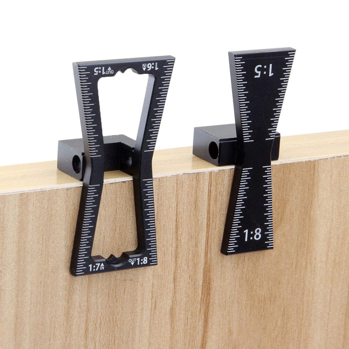 2 PCS Dovetail Marker Guide, Aluminum Alloy Dovetail Marking Jig Precise Wood Dovetail Tools, Dovetail Guide with 1:5, 1:6, 1:7 and 1:8 Slopes for HNBun