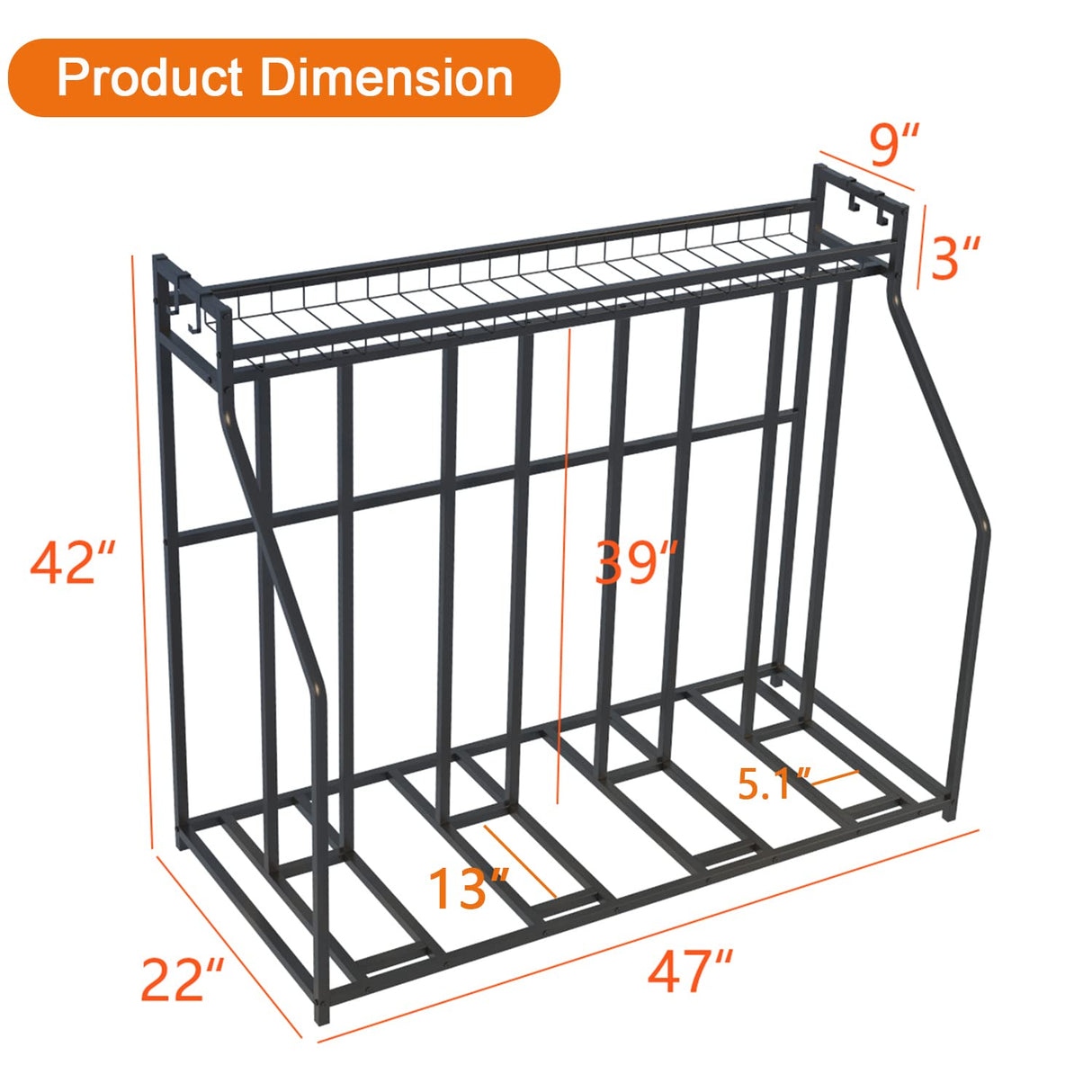 YiLifebes Stand Bike Racks for Garage, 4 Bike Stand Rack with Storage Basket, Metal Floor Bike Parking, Garage Organizer Suitable for Mountain, Hybrid, Adult and Kids Bikes YiLifebes