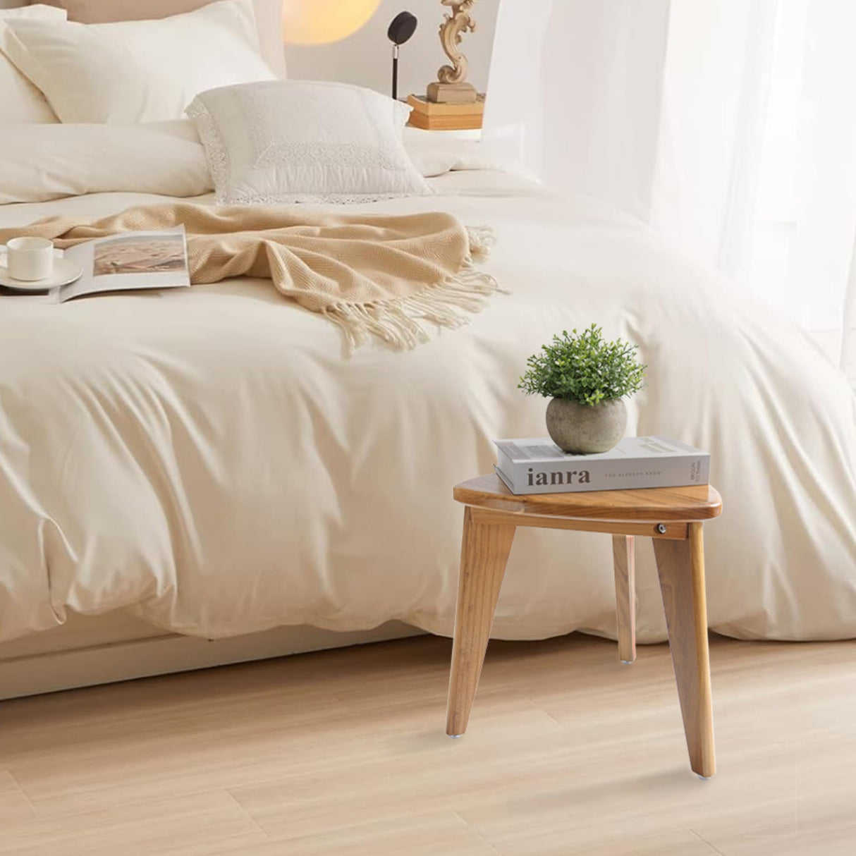 TeakAura Teak Shower Stool, Teak Shower Bench, Waterproof Wood Chair for Inside Shower, 12'' Spa Foot Rest for Shaving Legs, Organizer Teak Stool, Corner Seat for Bathroom Livingroom TEAKAURA