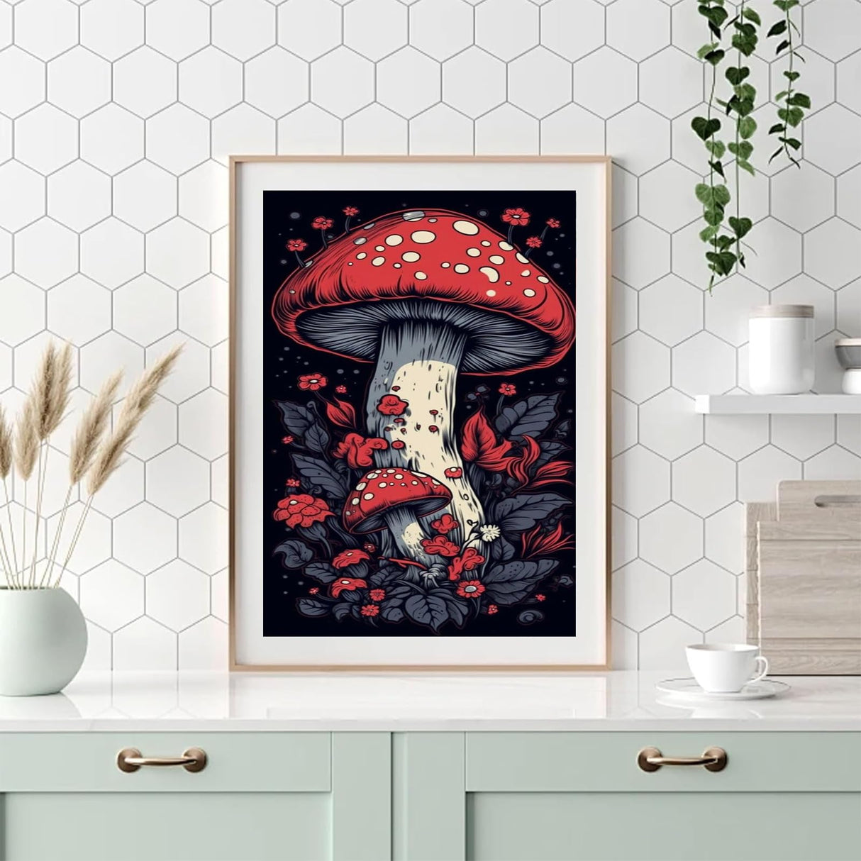 hyzsj Paint by Numbers Kit for Adults with Frame, Mushroom Paint by Numbers for Adults, Paint by Number with Easel, DIY Paint by Number Kits for Home Wall Decor(11.8x15.7inch hyzsj