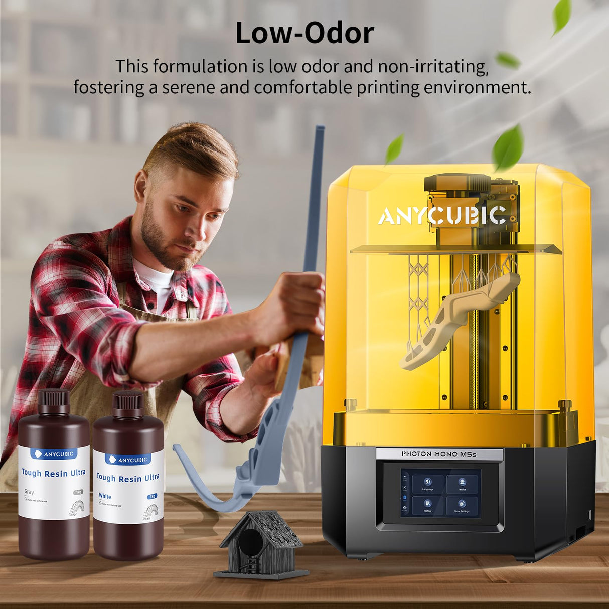 ANYCUBIC Ultra Tough Resin, 3D Printer Resin with Strong Impact Resistance and High Flexibility, Suitable for Direct Use or as an Additive, Wide Compatible for LCD Resin 3D Printers (Clear, 1kg) ANYCUBIC