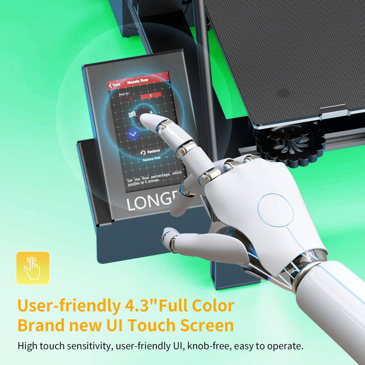 LK5 Pro 3D Printer, 3D Printer with 4.3" Color Touch Screen, FDM 3D Printers for DIY Home and School,Large Print Size 11.8"x11.8"x15.7" QFLONGER