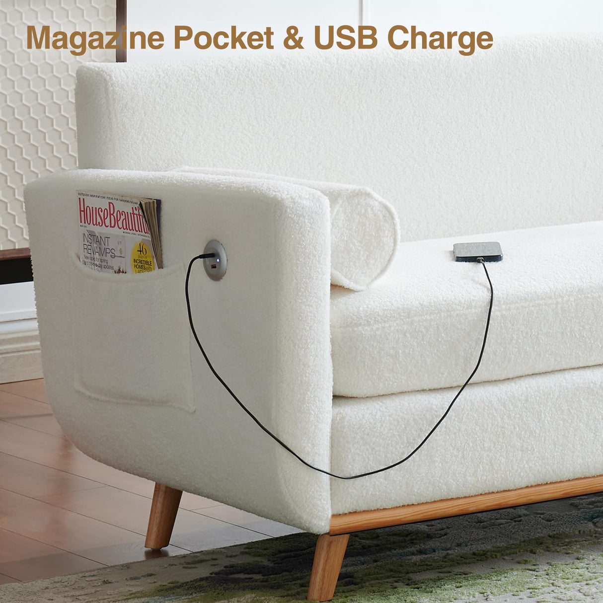 Halitaa 65" Sherpa Loveseat Sofa, Modern Love Seat Mini Boucle Couch for Living Room Bedroom, 2 Seater Small Comfy Sofa Couch for Home Office Small Spaces, White Halitaa