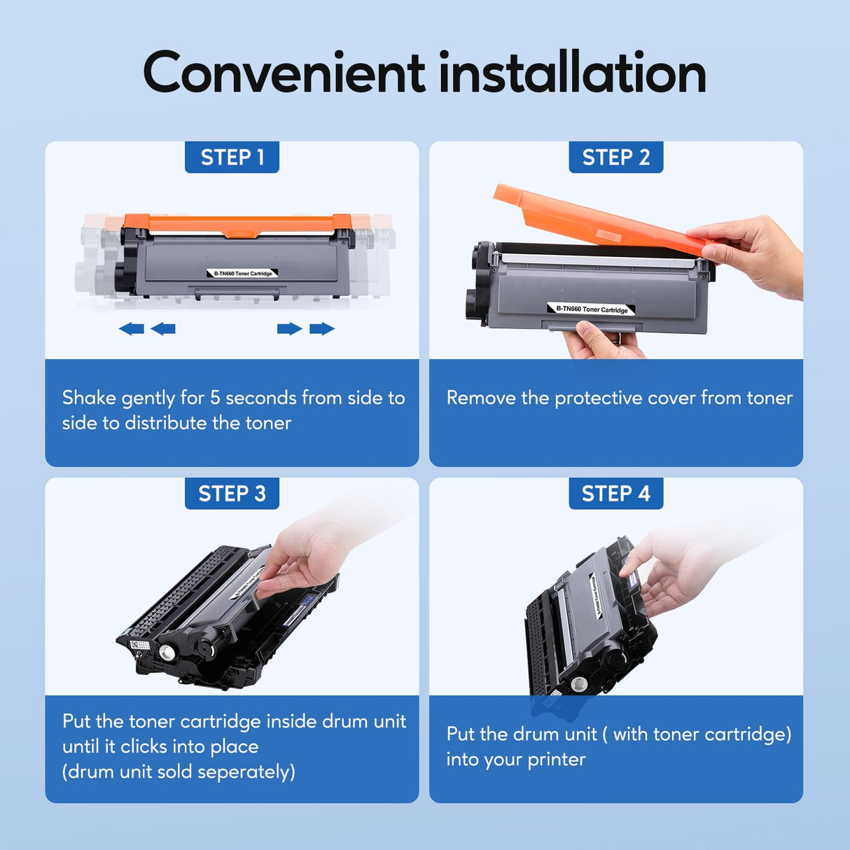 WEAREC Compatible Toner Cartridge Replacement for Brother TN660 TN-660 TN630 High Yield Work with HL-L2300D HL-L2360DW MFC-L2740DW MFC-L2700DWR DCP-L2540DN Printer(Black,4 Pack) WEAREC