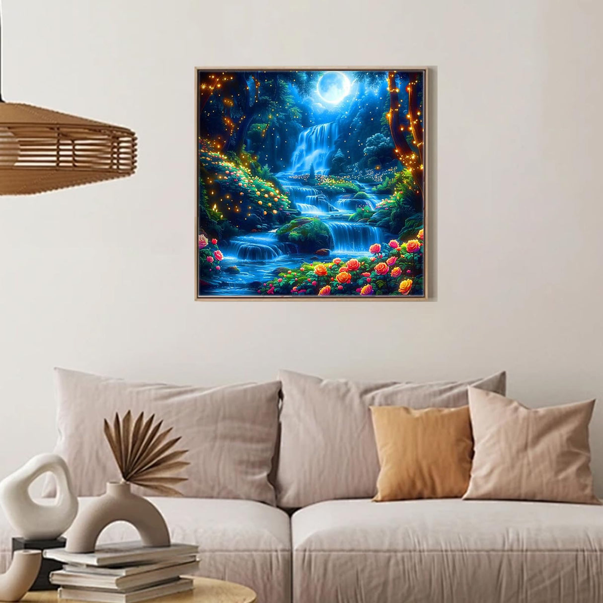 Camocin Diamond Art Kits for Adults Waterfall, 5D Waterfall Diamond Painting Kits for Adults Beginners, DIY Landscape Scenery Full Round Dots Drill Gem Art Kit for Gift Home Wall Decor 14 x 14 Inch Camocin