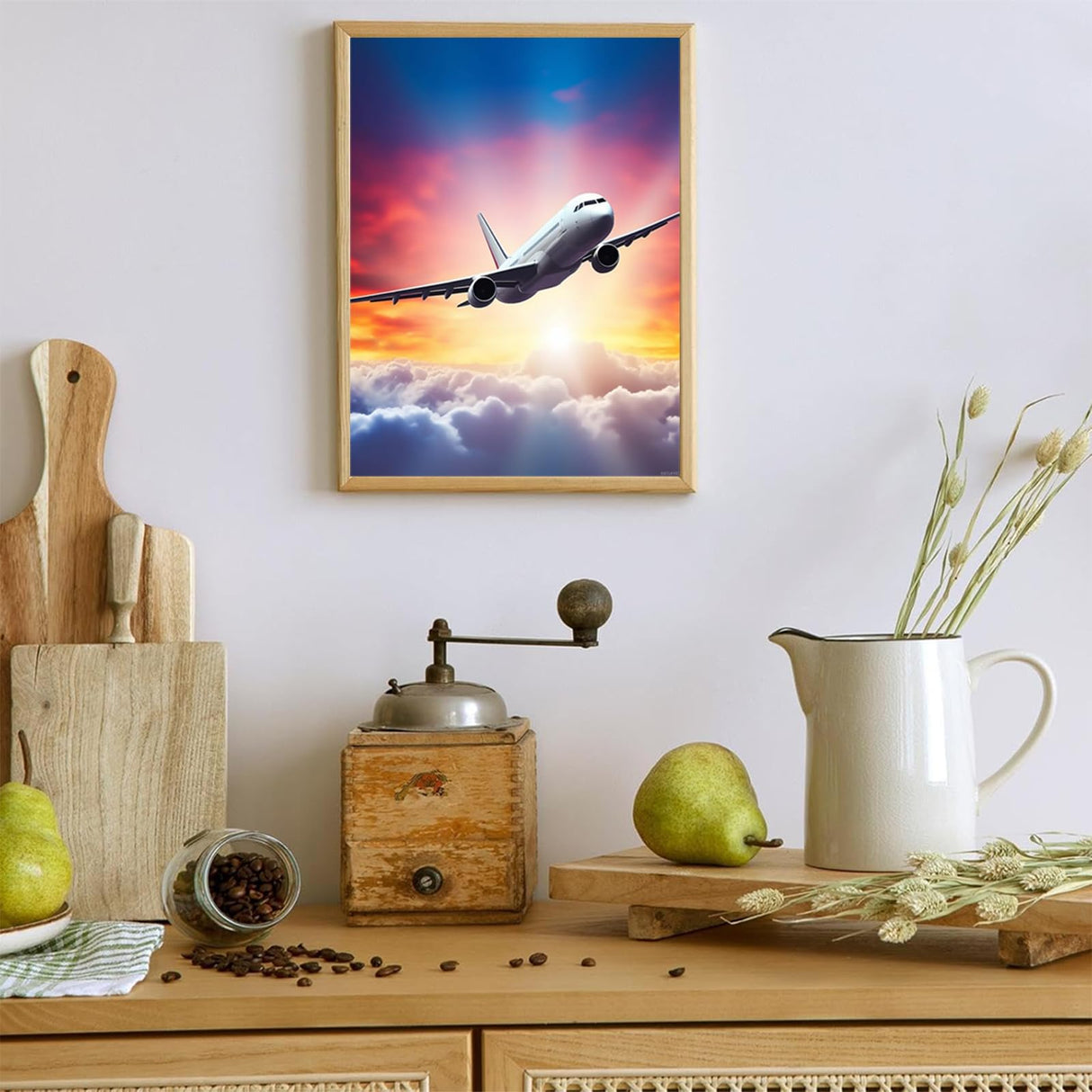 DIY 5D Diamond Painting Kits for Adults Airplane in Flight in The Sky at Sunset Airplane Diamond Painting Diamond Art Kits Gem Art Kits for Gift Home Wall Decor 12x16 inch EATUKYIC