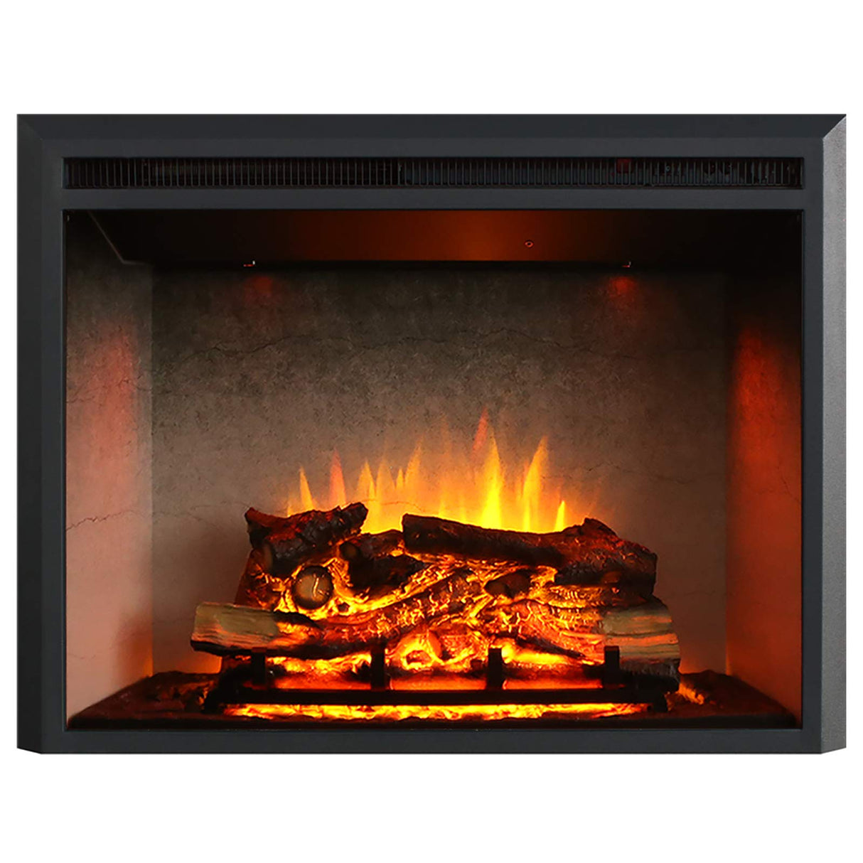 RICHFLAME 33 Inches, Edward Electric Fireplace Insert with Fire Crackling Sound, Weathered Concrete Interior, Remote Control, 750/1500W, Black RICHFLAME