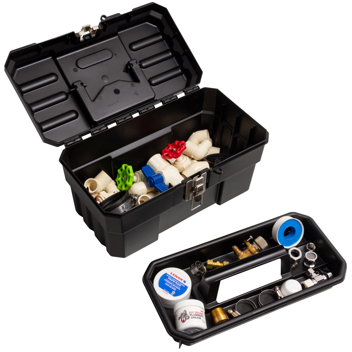 Akro-Mils 09514 ProBox 14-Inch Plastic Toolbox for Tools, Hobby or Craft Storage Toolbox with Removable Tray, 14-Inch x 8-Inch x 8-Inch, Black Akro-Mils