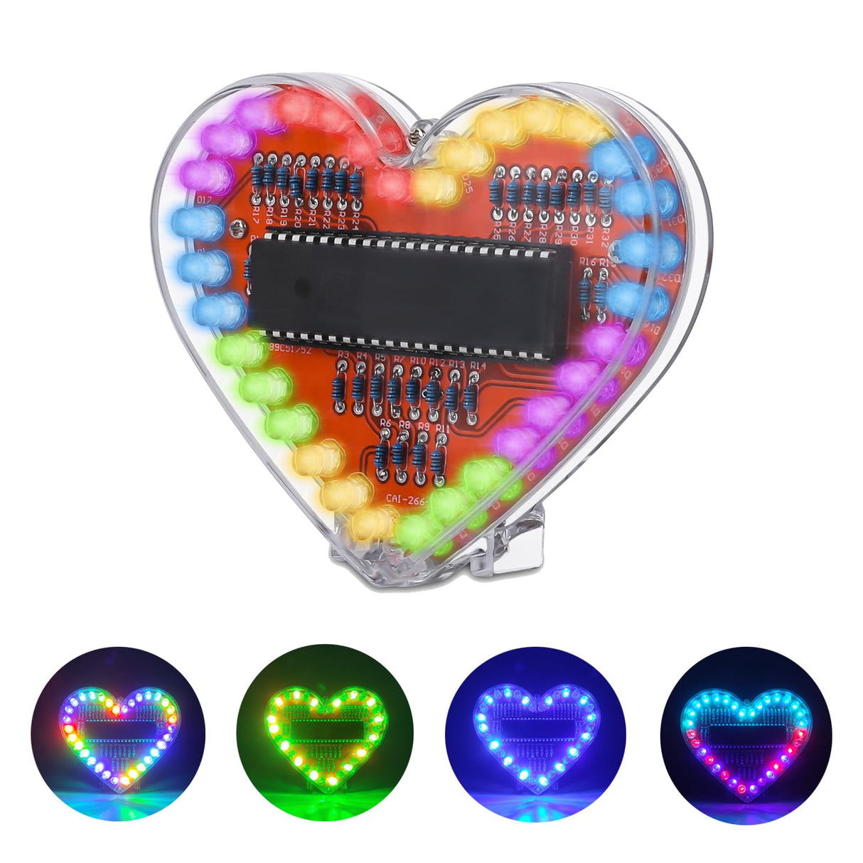 Soldering Practice Kit, ICSTATION Heart Shaped LED Light Soldering Project RGB LED DIY Electronic Kit for Beginners Diyers Student STEM Education and Valentine's Day Present for Your Lover IS