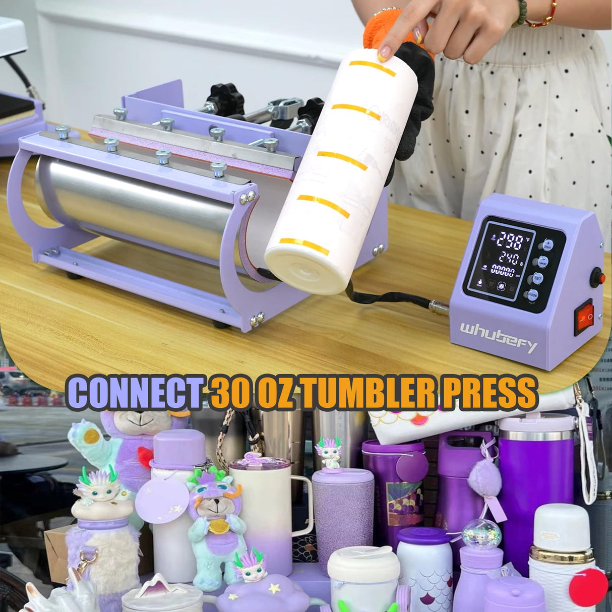 Whubefy 15x15 Heat Press Machine for T Shirts 5 in 1 Combo with 30oz Tumbler Press, Slide Out & Swing Away, Dual Tube Fast Heating, 3 Preset Modes & Counting Function for Bulk DIY Hats, Mugs, Plates Whubefy