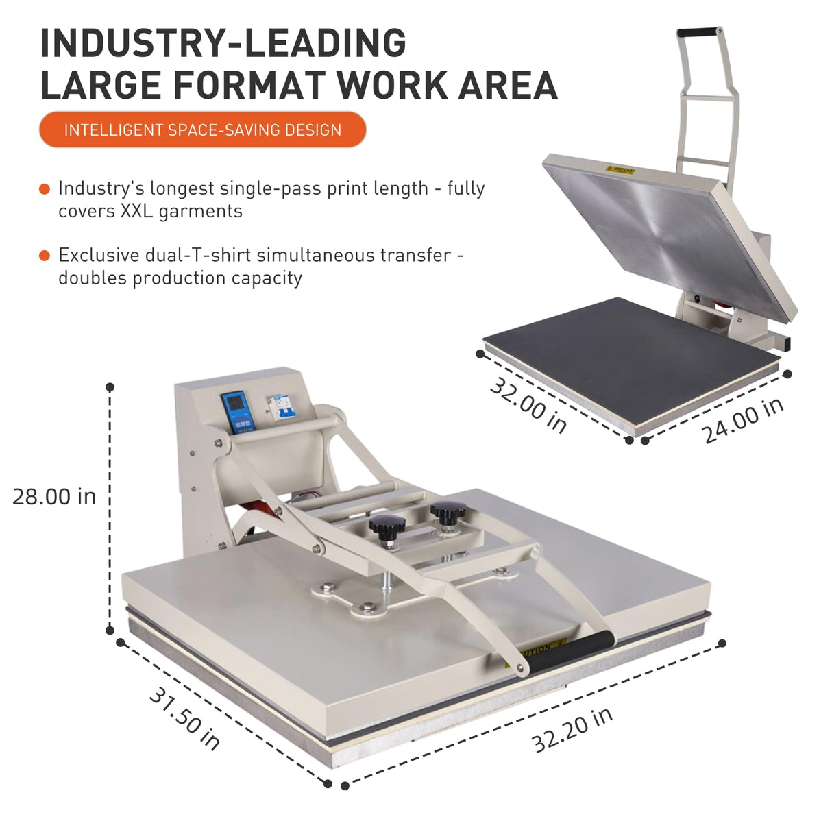 24x32 Inch Heat Press, 110V 4500W No Plug High Pressure Heat Press Machine for Business, Large Professional Digital Control Heat Transfer Machine for Sublimation TransferMuse