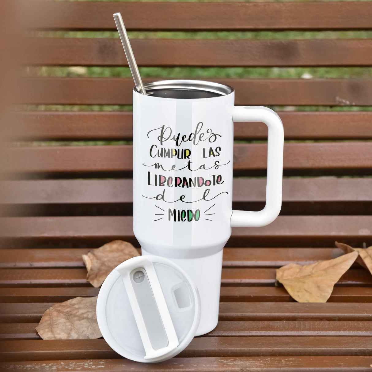 AGH 4 Pack 40 oz Sublimation White Tumbler with White Handle and Stainless Steel Straw, Insulated Double Wall Vacuum Reusable Cups with White Leakproof Lid AGH