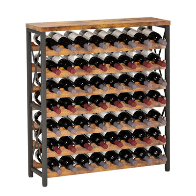 Homeiju 56-Bottle Freestanding Wine Rack, Wooden Wine Rack Storage Shelf, Stackable Wine Bottle Rack with Tabletop for Living Room,Kitchen or Wine