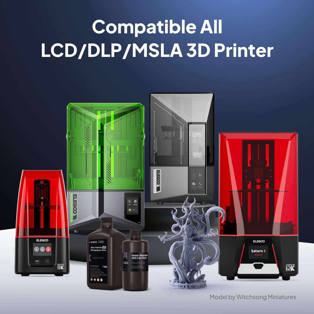 ELEGOO Water Washable ABS-Like 3D Printer Resin Ceramic Grey 1000g, High Performance, Durable, Low Odor, 3D Resin for 405nm MSLA LCD DLP Resin 3D Printers ELEGOO