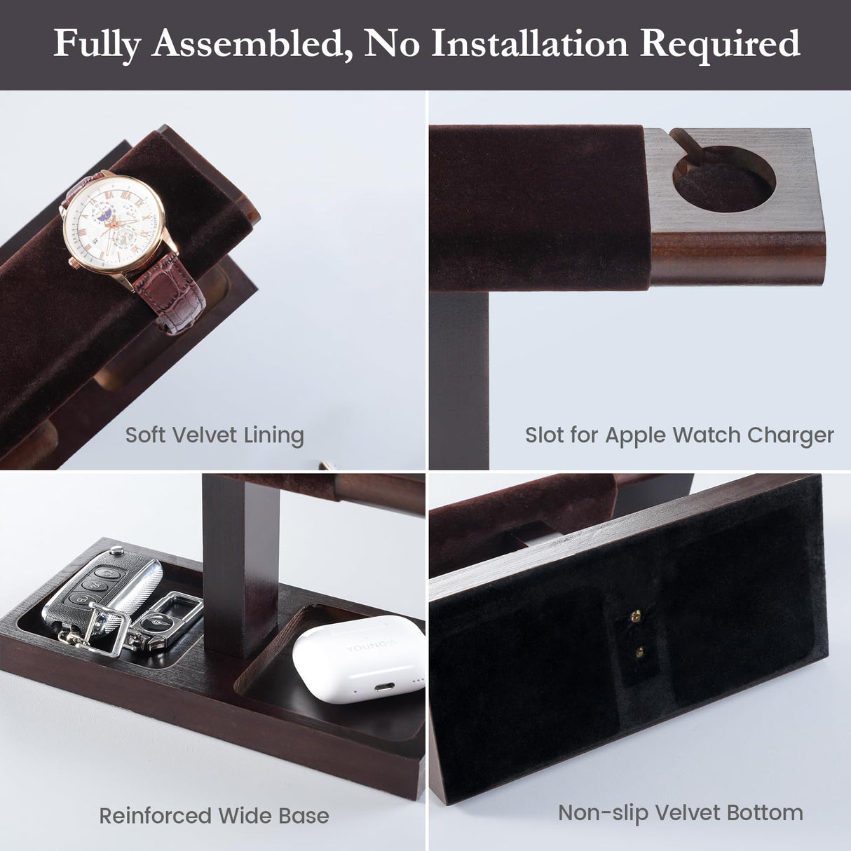 ProCase Wood Watch Display Stand Holder for Men, Wristwatch Tower with T-Bar Design, Hanging Watch Rack, Wooden Wrist Watch Tree ProCase