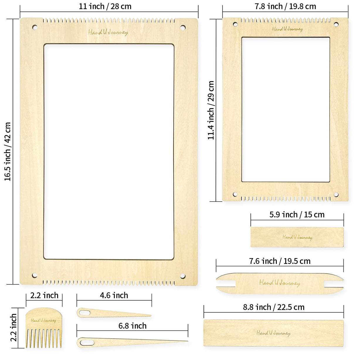Hand U Journey Rectangle Weaving Loom Kit - 2 Sets with Weaving Needles and Tools, Perfect for Beginners and Weaving Enthusiasts, 11''x16.5'' and 7.8''x11.7'' Large Sizes HAND U JOURNEY