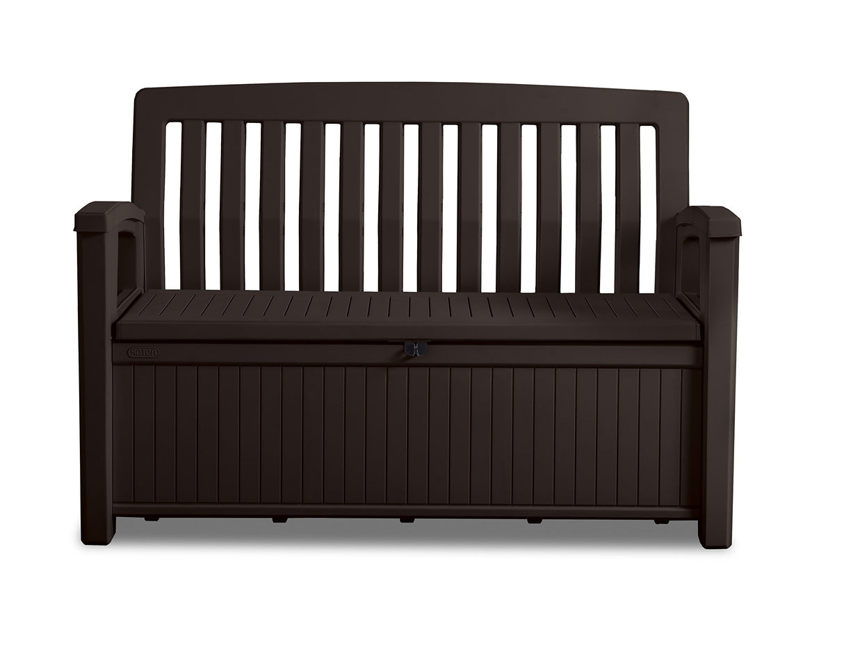 Keter 60 Gallon Storage Bench Deck Box for Patio Furniture, Front Porch Decor and Outdoor Seating – Perfect to Store Garden Tools Keter