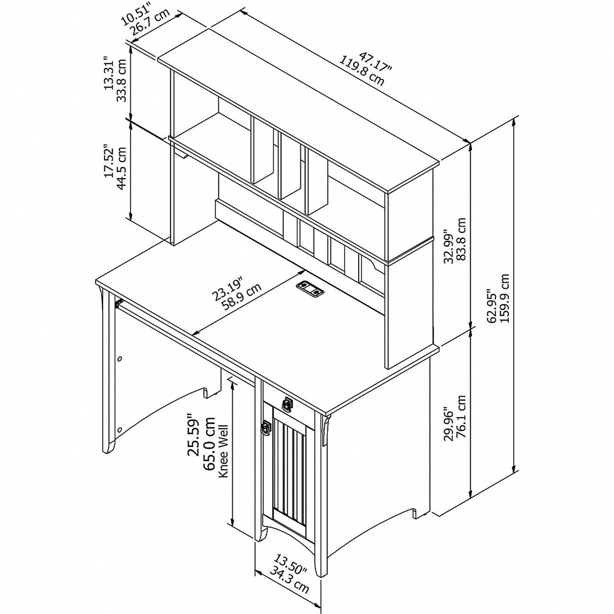 Bush Furniture Salinas Computer Desk with Hutch | Study Table with Drawers, Cabinets & Pullout Keyboard/Laptop Tray | Modern Home Office Desk in Cape Cod Gray | Work Desk with Storage Bush Business Furniture
