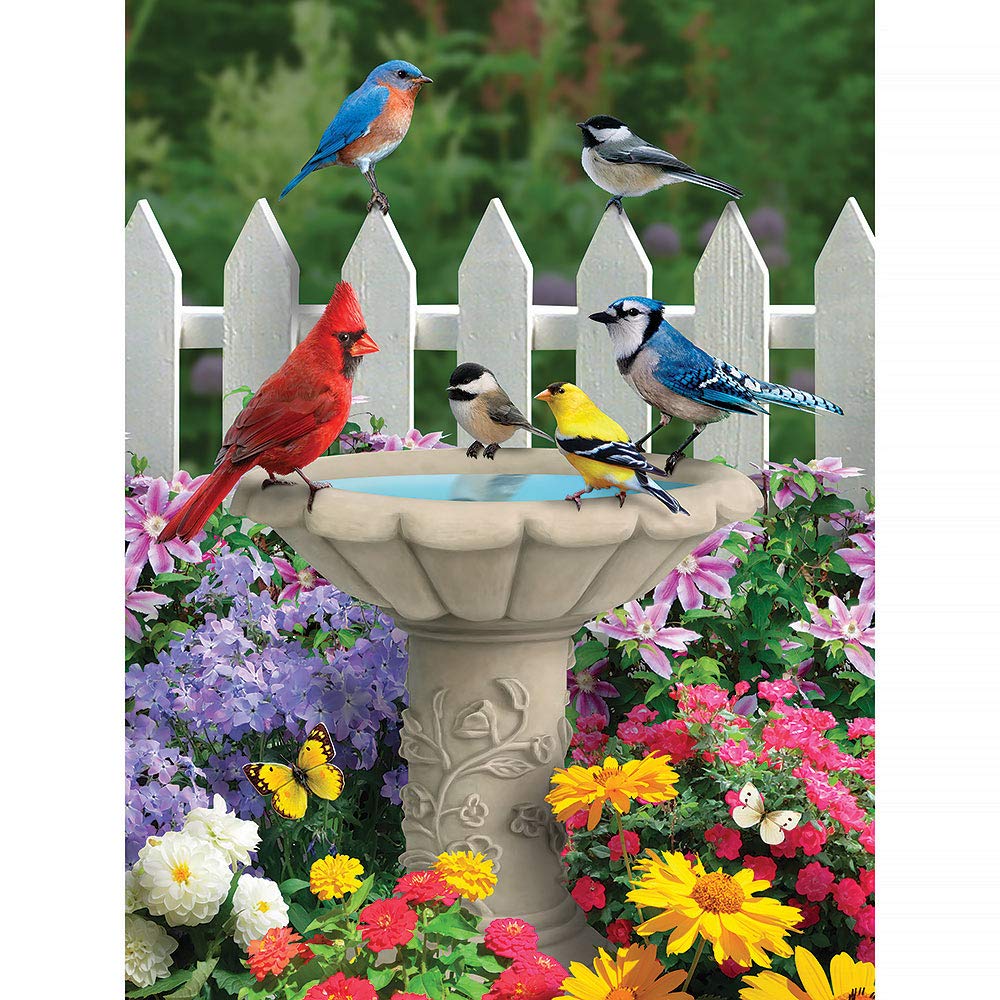 Bits and Pieces – 500 Piece Jigsaw Puzzle for Adults – Summer Garden Friends - Bird Bath Flower Fence Yard Outdoor Animal Jigsaw Puzzle by Artist Alan Giana, Completed Puzzle Size: 18" x 24" Bits and Pieces