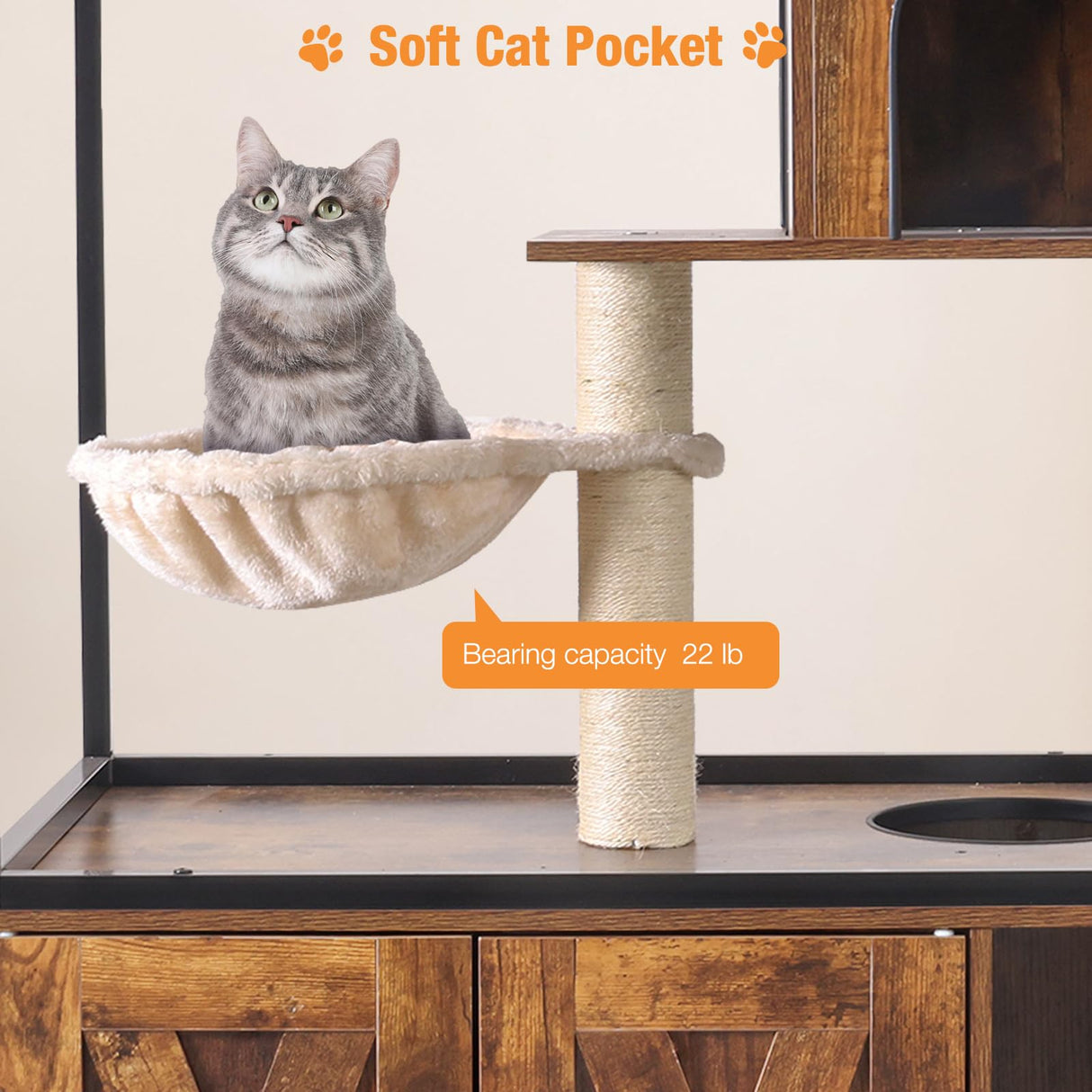 Cat Litter Box Enclosure,Hidden Litter Box Furniture with Metal Frame,Wooden Kitty House with Barn Door,Wooden Cat Washroom Furniture,Fit Most of Litter Box (Wood, M) Suumerpety