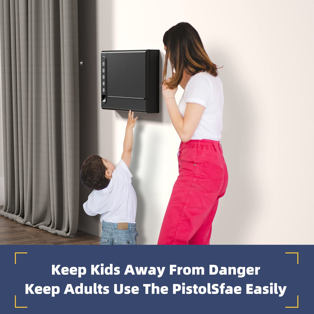 XDeer Wall Gun Safe, Biometric Gun Safes for Pistols, Quick-Access Handgun with Fingerprint & Digital Key Pad, Pistol Safe for Home, Up to 1 Full-size pistol XDeer