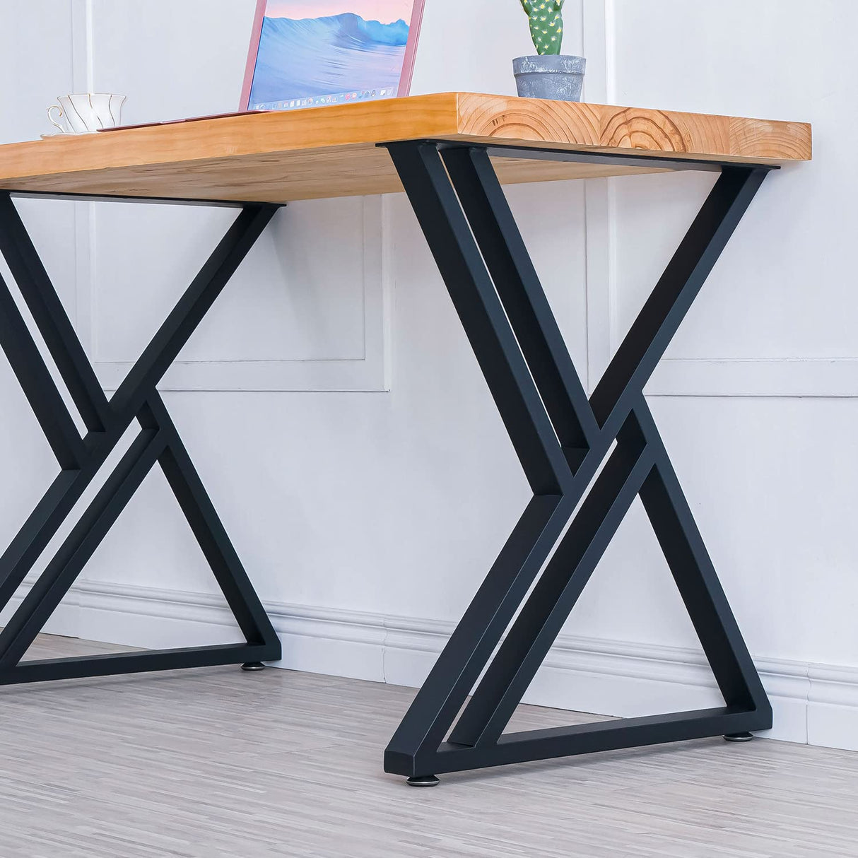 MinWadil 2PCS 28" H x 20" W Black Cast Iron Metal Table Legs, Industrial Modern DIY Furniture Legs for Work, Dining, Outdoor, Kitchen, Computer Tables & Benches MinWadil