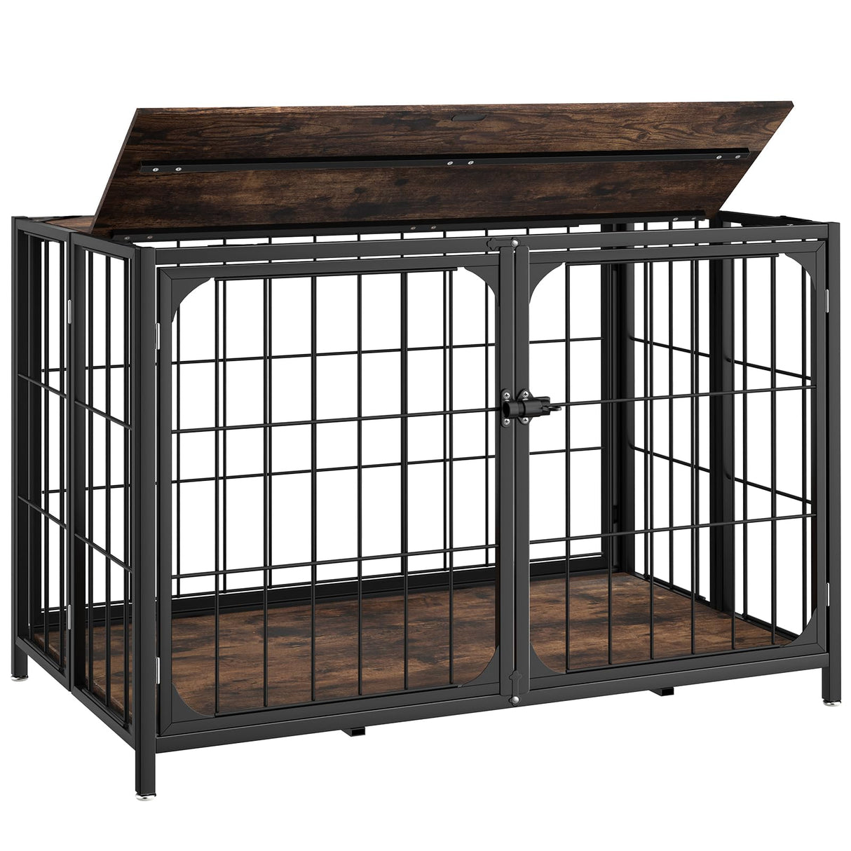 Himix Dog Crate Furniture, XL Dog Crate Furniture for Large Medium Dogs, Wood Dog Crate Table with Sturdy Metal, Heavy Duty Dog Kennel Indoor 40.15''x 25''x 27.56'' (Rustic Brown) Himix