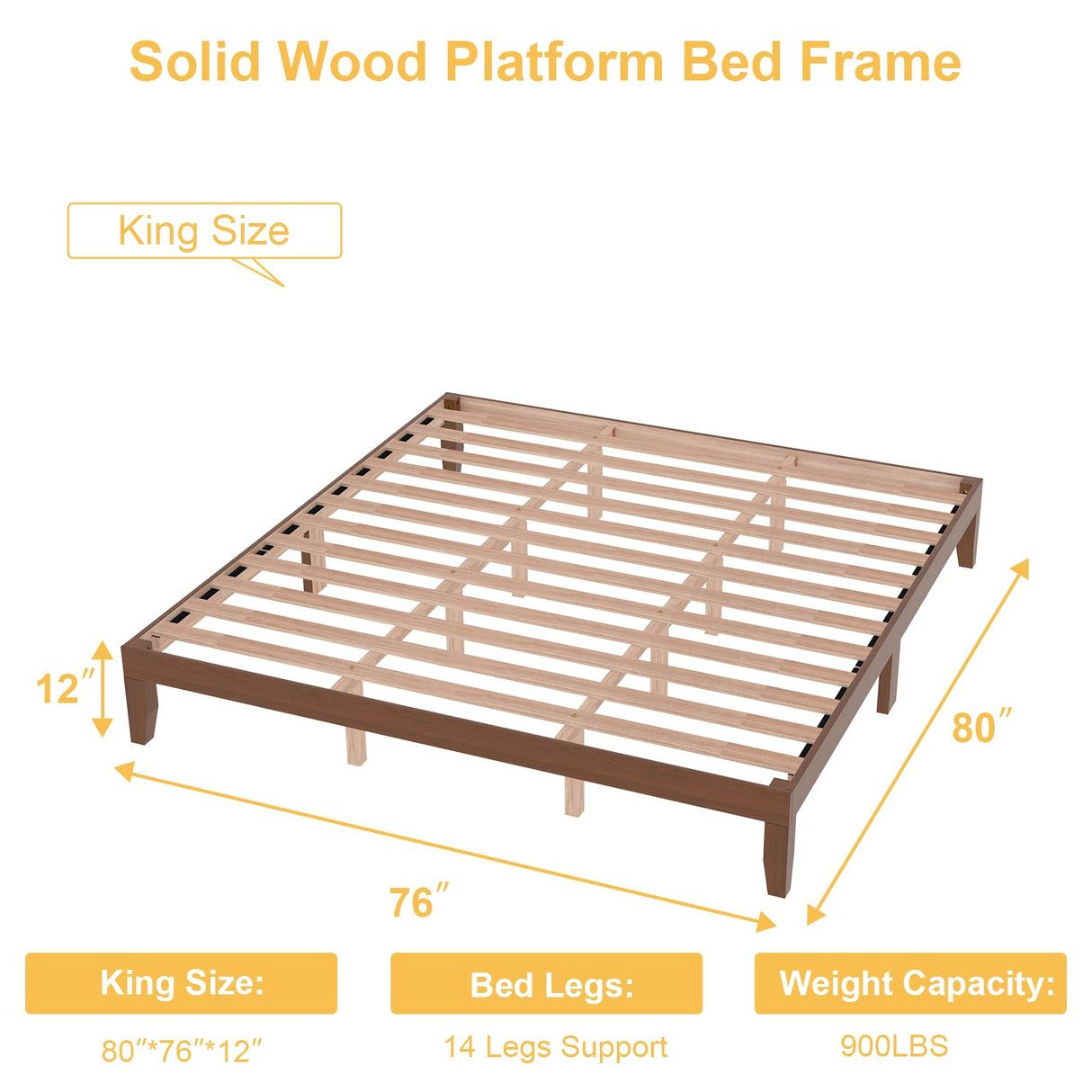 Natulliy King Bed Frames,Wood Platforms Bed with Wooden Slats Support,No Box Spring Needed,Easy Assembly,King,Pine Natulliy