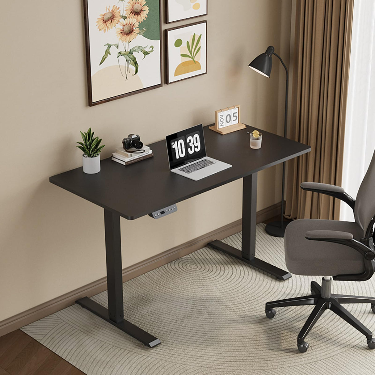 Win Up Time Electric Standing Desk Whole Piece Desktop Height Adjustable Desk- Standing Computer Desk, Sit to Stand Desk, Electric Stand Up Desk on Wheels Win Up Time