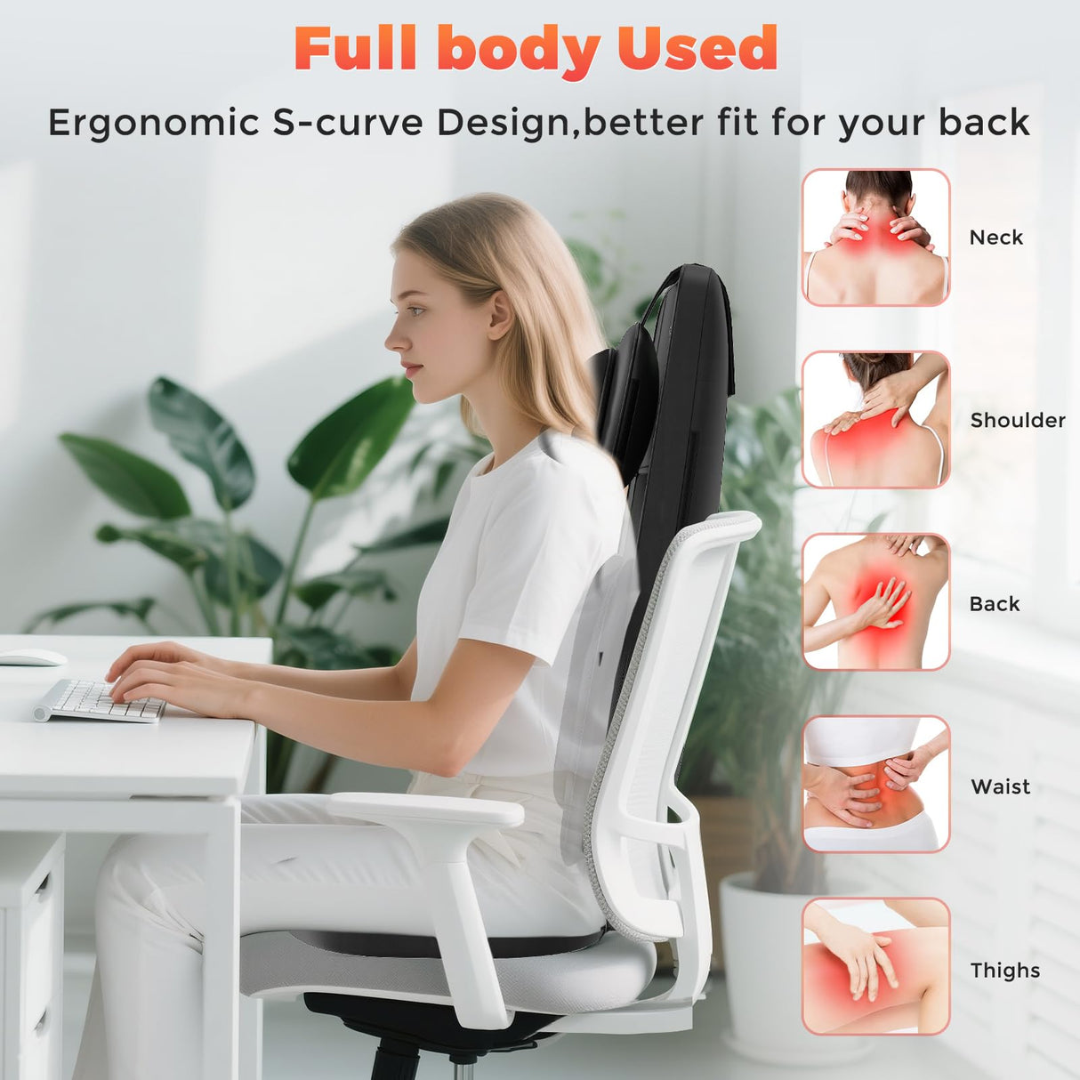 Shiatsu Neck and Back Massager with Heat, 4D Kneading Back Massager for Pain Relief Deep Tissue, Comfortable Back Massage for Chair, Massager for Home Office, Gifts for Women Men Parents Christmas belhope