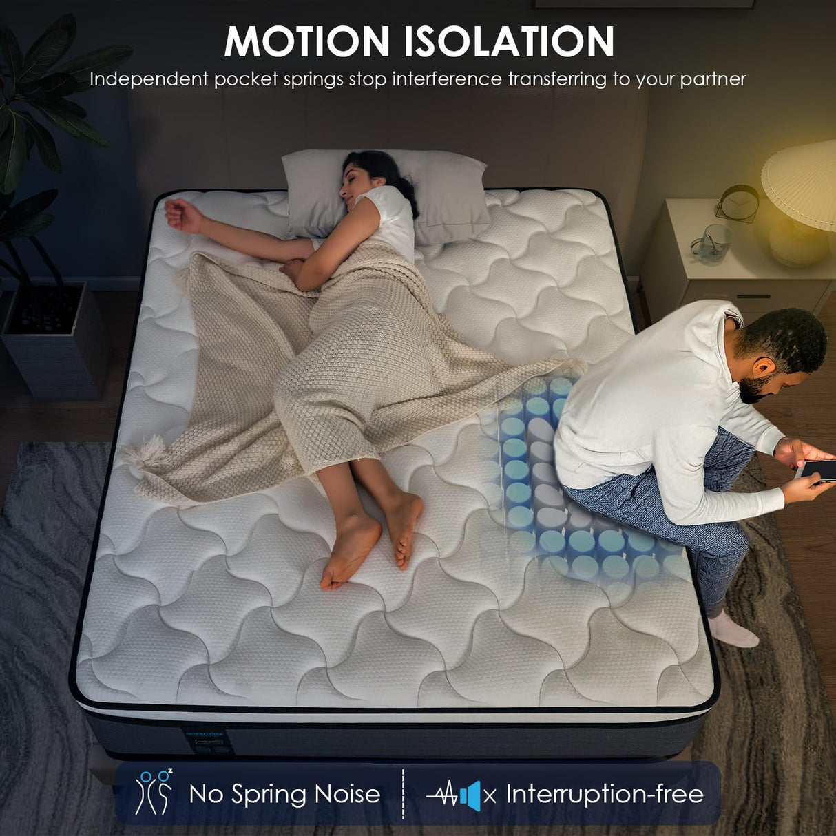 QUEEN ROSE King Mattress, 10 Inch King Size Hybrid Mattress in a Box, Gel Memory Foam & Individually Pocket Innerspring Hybrid Bed, Medium Firm, Fiberglass Free & CertiPUR-US Certified QUEEN ROSE