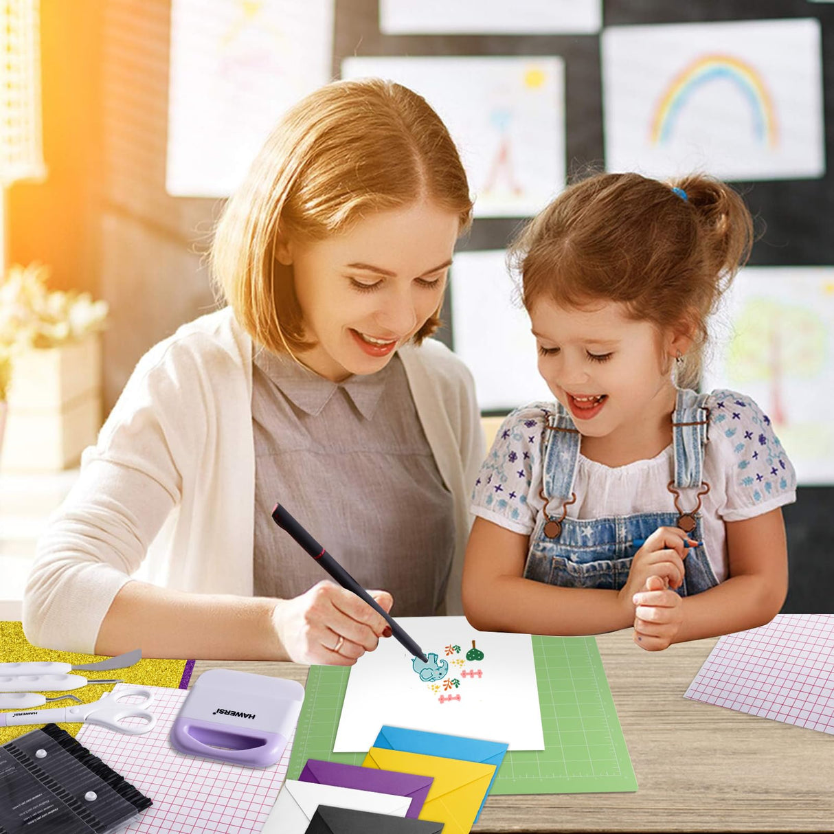 HAWERSI 119pcs Accessories and Supplies Bundle for Cricut Makers and All Explore Air with Adhesive Vinyl,Sublimation Paper,Card Kit,Weeding Tools,All-in-1 Craft Starter Kit for Crafting Projects HAWERSI