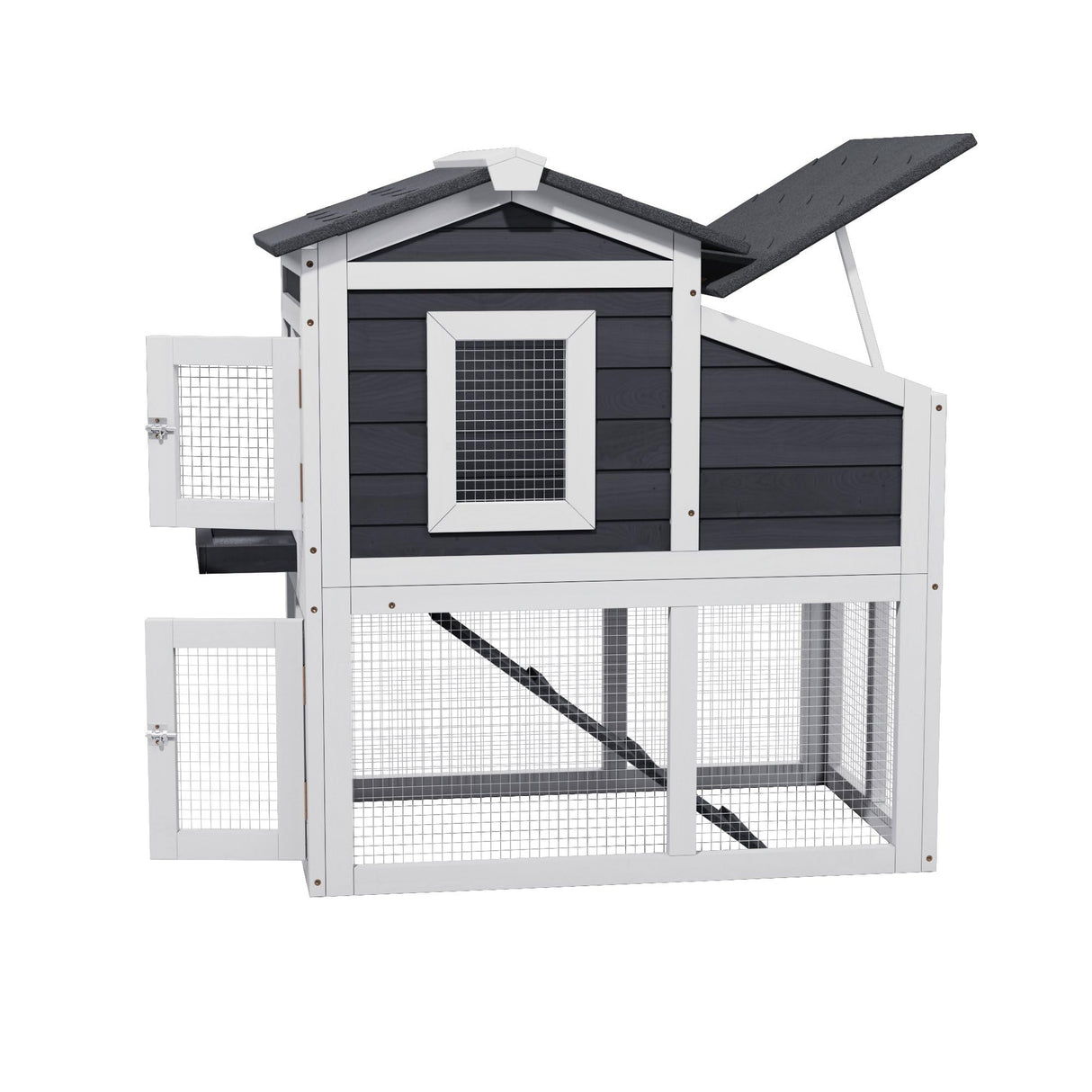 Wooden Chicken Coops with Nesting Boxes Indoor Outdoor,Small Chicken Coop for 2 Chickens,Bunny House Rabbit Hutch Poultry Pet Run Cage with Waterproof Roof,Stairs&Removable Tray TenaoVilleux