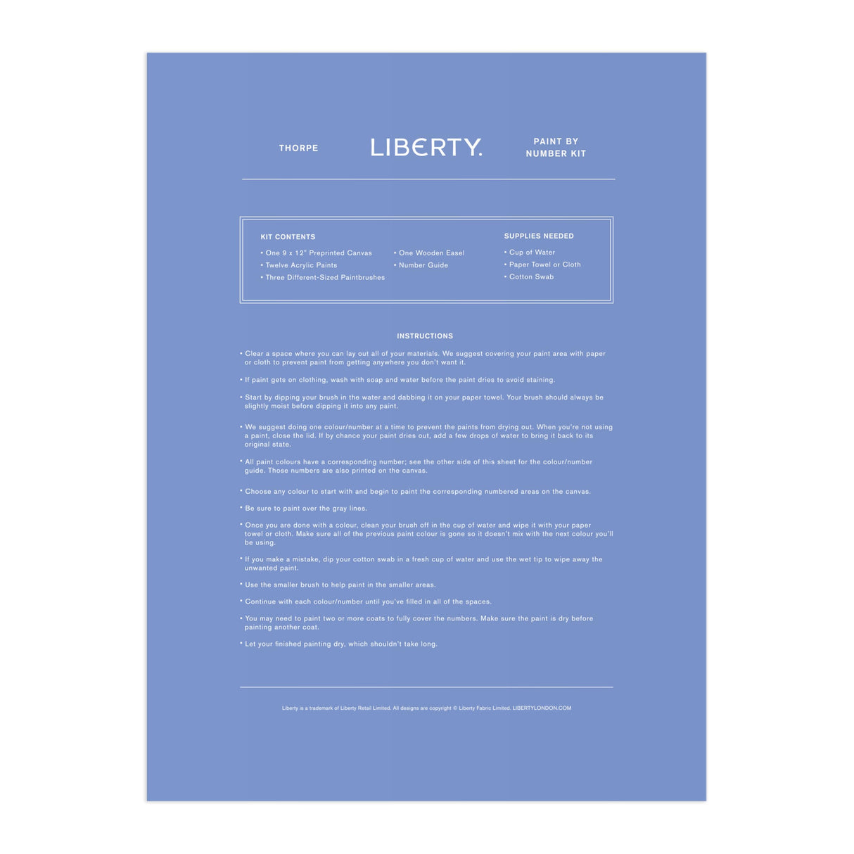 Galison Liberty Thorpe – DIY 9 x 12 Paint by Number Kit with Iconic Liberty Print Art for Beginners and Experts Includes Paint and Brushes Galison