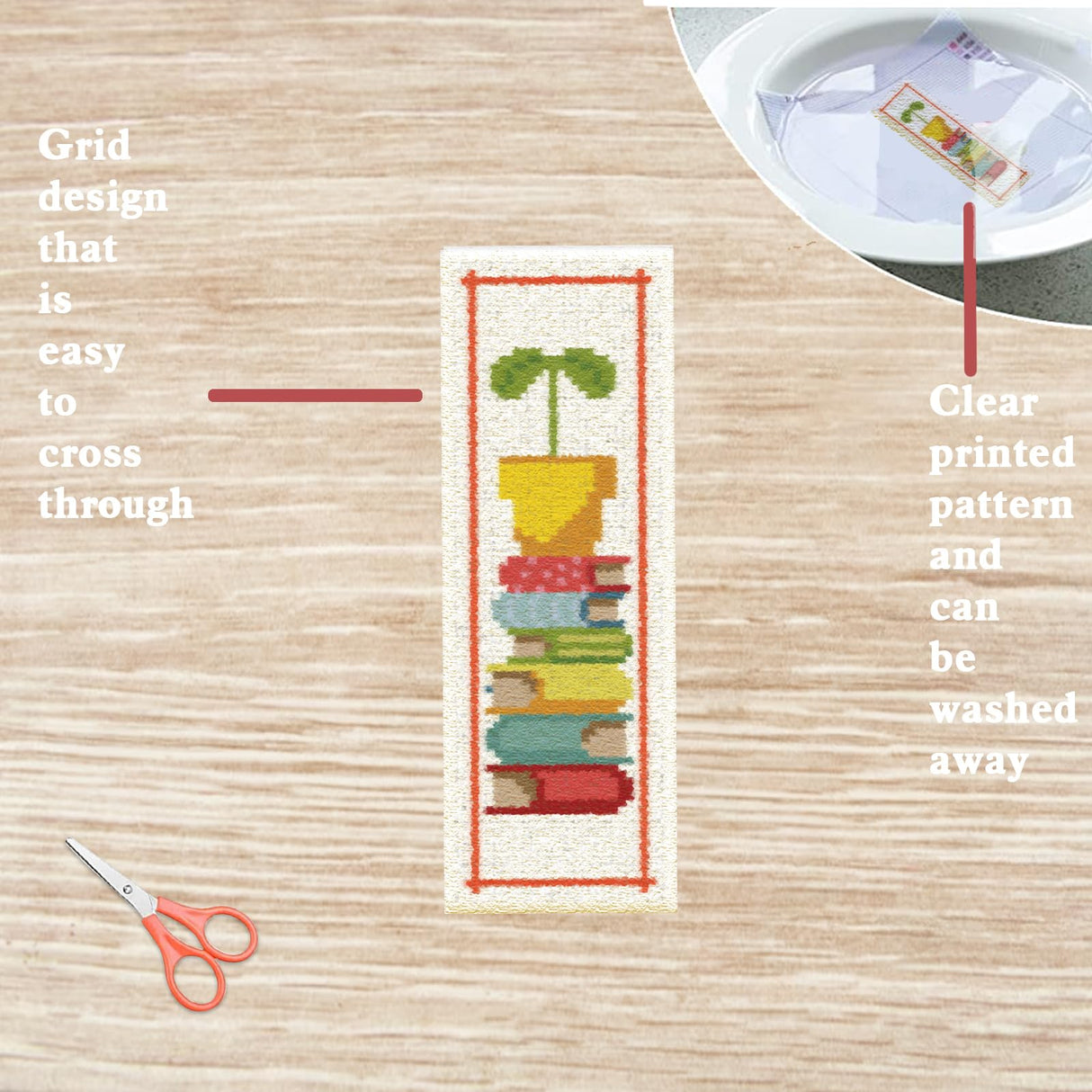 FREEBLOSS 6 Set Cross Stitch Bookmark Kit Cross Stitch Kit Cute Stamped Embroidery Bookmark with Instruction for Adults DIY Stitching Kits 8''x2.4'' FREEBLOSS